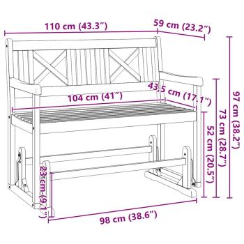 2-Sitzer Garten-Schaukelbank 110x59x97 cm Massivholz Akazie