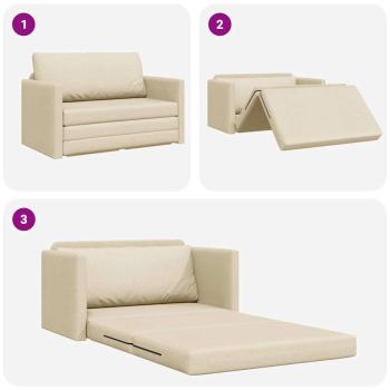 Boden-Sofabett 2-in-1 Creme 124x71x78 cm Stoff