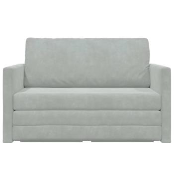 Boden Sofa Bett 2-in-1 Hellgrau 124x204x61 cm Samt