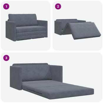 Boden Schlafsofa 2-in-1 Dunkelgrau 124x204x61 cm Velvet