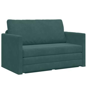 ARDEBO.de - Bodenschlafsofa 2-in-1 Dunkelgrün 124x204x61 cm Samt