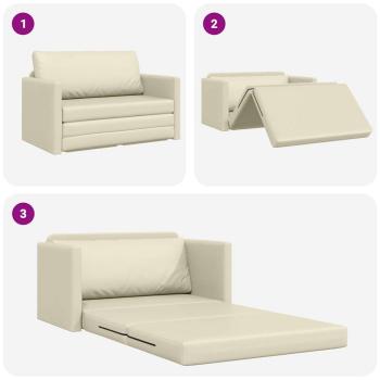 Boden-Sofa-Bett 2-in-1 Creme 124x71x78 cm Kunstleder