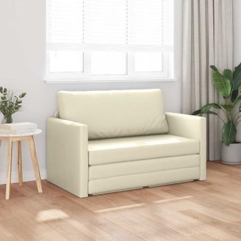 Boden-Sofa-Bett 2-in-1 Creme 124x71x78 cm Kunstleder