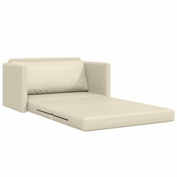 Boden-Sofa-Bett 2-in-1 Creme 124x71x78 cm Kunstleder