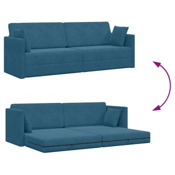 Boden-Sofa-Bett 2-in-1 Blau 213x144x60 cm Samt
