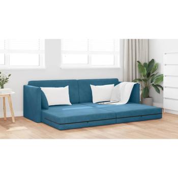 Boden-Sofa-Bett 2-in-1 Blau 213x144x60 cm Samt