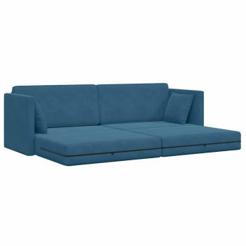 Boden-Sofa-Bett 2-in-1 Blau 213x144x60 cm Samt