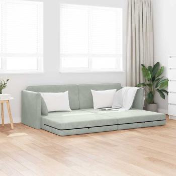 ARDEBO.de - Boden-Sofa-Bett 2-in-1 Hellgrau 213x144x60 cm