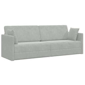 Boden-Sofa-Bett 2-in-1 Hellgrau 213x144x60 cm