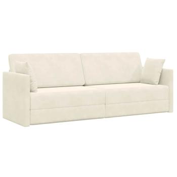 ARDEBO.de - Boden-Sofa-Bett 2-in-1 Creme 213x144x60 cm Velvet