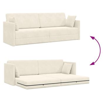 Boden-Sofa-Bett 2-in-1 Creme 213x144x60 cm Velvet