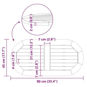 Tischplatte 90x45x2,2 cm Oval Massivholz Akazie