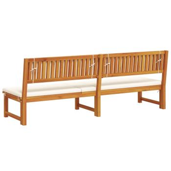 Sonnenliege 3-in-1 mit cremefarbenen Kissen aus solidem Akazienholz