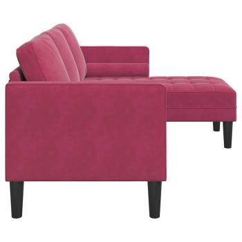 3-Sitzer Sofa mit Chaise L-förmig Weinrot 160 cm Samt