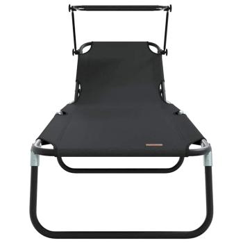 Faltbare Sonnenliege mit Sonnendach Schwarz 600D Oxford-Gewebe