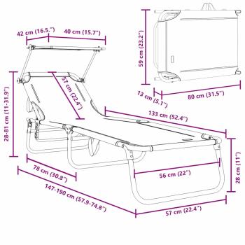 Faltbare Sonnenliege mit Blattdruck 600D Oxford-Stoff