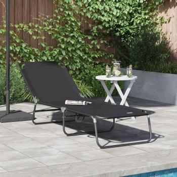 ARDEBO.de - Klappbare Sonnenliege Tragbar Schwarz 600D Oxford-Gewebe