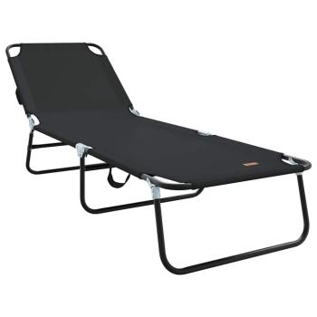 Klappbare Sonnenliege Tragbar Schwarz 600D Oxford-Gewebe