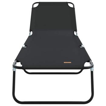 Klappbare Sonnenliege Tragbar Schwarz 600D Oxford-Gewebe