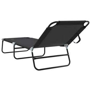 Klappbare Sonnenliege Tragbar Schwarz 600D Oxford-Gewebe