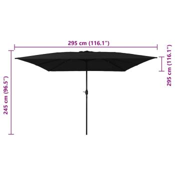 Quadrat Gartenparasol 295x245 cm Schwarz