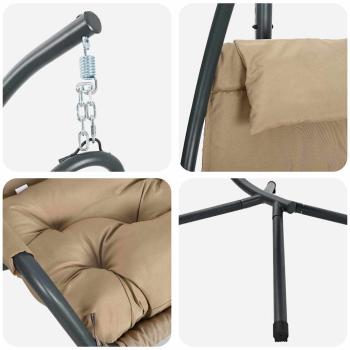 Hängesessel mit Ständer und Kissen Taupe Stahl