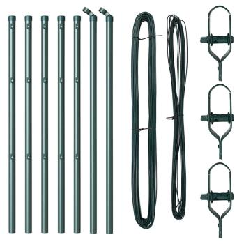 Zaunpfosten 7 Stück Grün Ø32 mm 80 cm Verzinkter Stahl