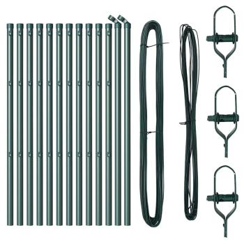 Zaunpfosten 13 Stück Grün Ø32 mm 100 cm Galvanisiertes Stahl