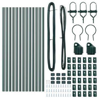 Zaunpfosten 13 Stück Grün Ø32 mm 100 cm Galvanisiertes Stahl
