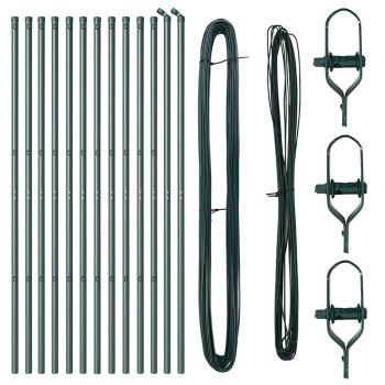 Zaunpfosten 13 Stück Grün Ø32 mm 150 cm Verzinkter Stahl