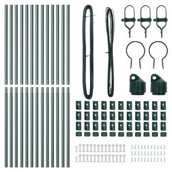 Zaunpfosten 13 Stück Grün Ø32 mm 150 cm Verzinkter Stahl