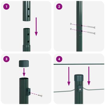Zaunpfosten 13 Stück Grün Ø32 mm 190 cm Galvanisiertes Stahl