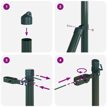 Zaunpfosten 13 Stück Grün Ø32 mm 190 cm Galvanisiertes Stahl