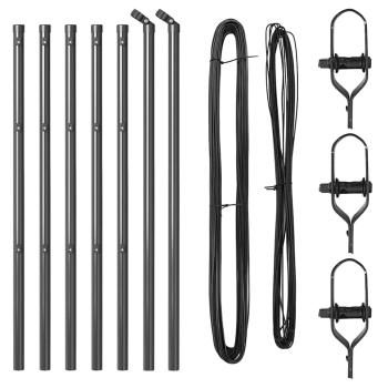Zaunpfosten 7 Stück Grau Ø32 mm 80 cm Verzinkter Stahl
