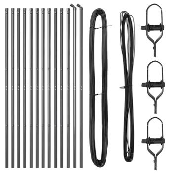 Zaunpfosten 13 Stück Grau Ø32 mm 190 cm Verzinkter Stahl