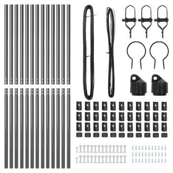 Zaunpfosten 13 Stück Grau Ø32 mm 190 cm Verzinkter Stahl