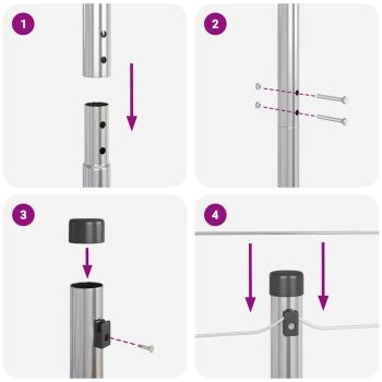 Zaunpfosten 7 Stück Ø32 mm 210 cm Verzinkter Stahl