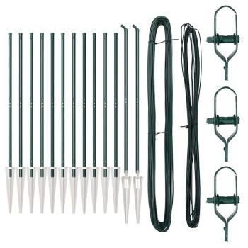 Zaunpfosten mit Spitze 13 Stück Ø32 mm 140 cm verzinkter Stahl