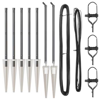 Zaunpfosten mit Spitze 7 Stück Ø32 mm 120 cm verzinkter Stahl