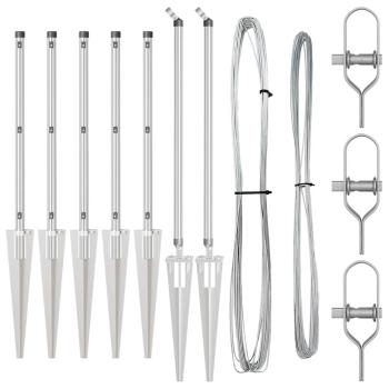 Zaunpfosten mit Spike 7 Stk Ø32 mm 120 cm verzinkter Stahl