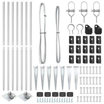 Zaunpfosten mit Spitze 7 Stück Ø32 mm 140 cm Galvanisiertes Stahl