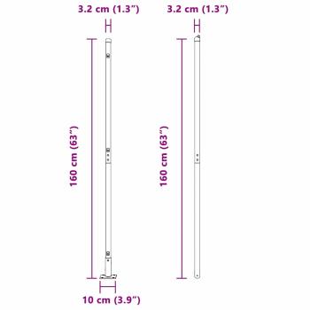Zaunpfosten mit Basisplatten 7 Stück Ø32mm 83,5cm verzinkter Stahl