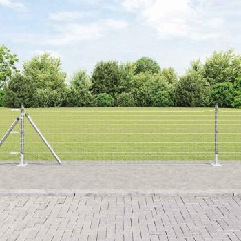 ARDEBO.de - Zaunpfosten mit Bodenplatten 13 Stück Ø32mm 50cm verzinkter Stahl