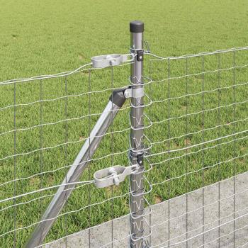 Zaunpfosten mit Bodenplatten 13 Stück Ø32mm 50cm verzinkter Stahl