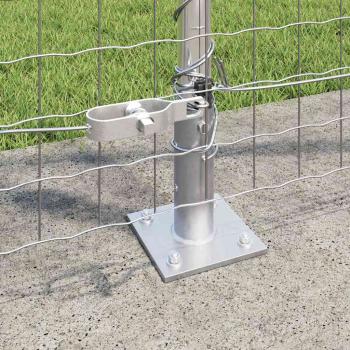 Zaunpfosten mit Grundplatten 13 Stück Ø32mm 68,5cm galvanisierter Stahl