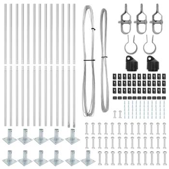 Zaunpfosten mit Grundplatten 13 Stück Ø32mm 68,5cm galvanisierter Stahl