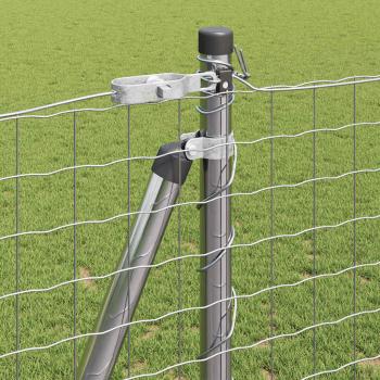 Zaunpfosten mit Fundamentplatten 7 Stück Ø32mm 78,5cm Verzinkter Stahl