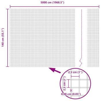 Schweißdrahtzaun 1.4x50 m Feuerverzinkter Stahl