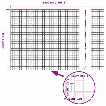 Schweißdrahtzaun Grau 0,4x50 m