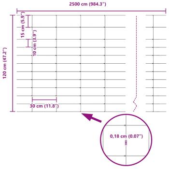 Feldzaun 1,2x25 m Verzinkter Stahl